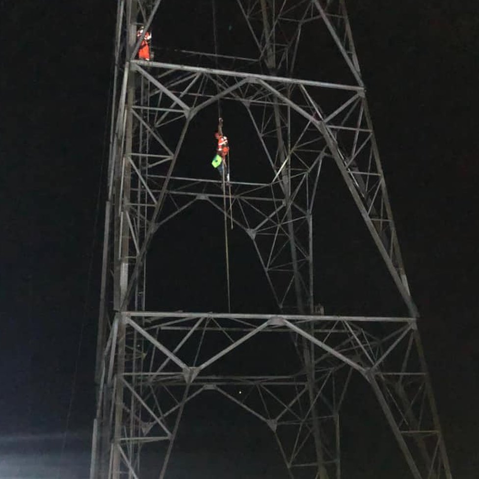 Fire crews rescue base jumper