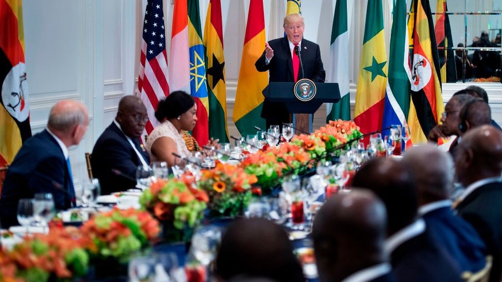 Donald Trump durante el almuerzo con presidentes africanos.