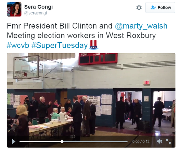 Still of video of Clinton at polling place
