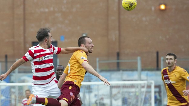 Dougie Imrie (left) headed the only goal of the game for Hamilton