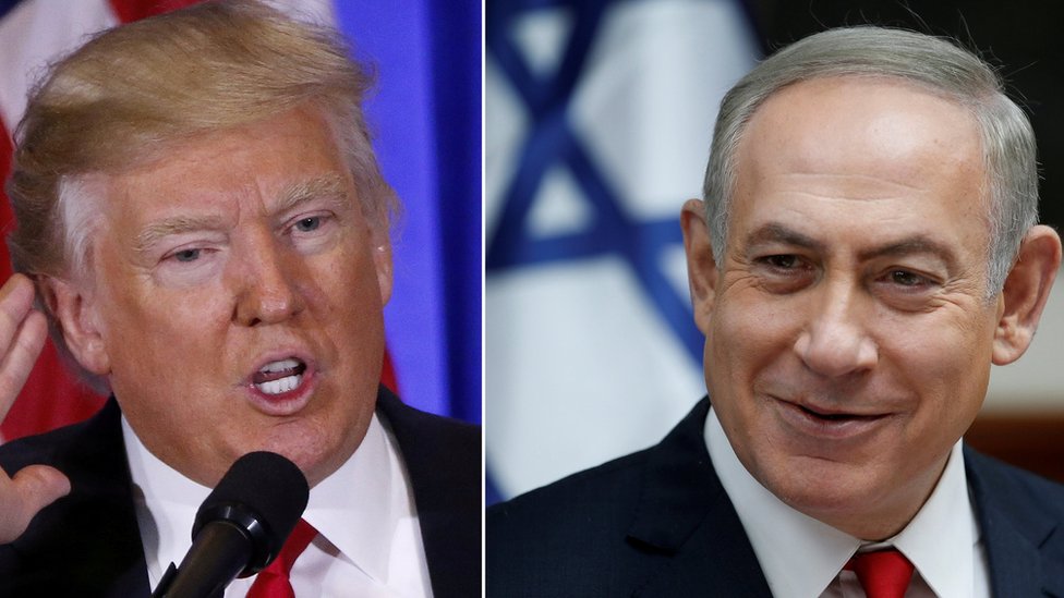 Fotos de Trump y Netanyahu