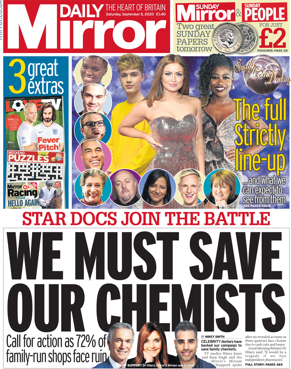 The Daily Mirror front page 5 September 2020