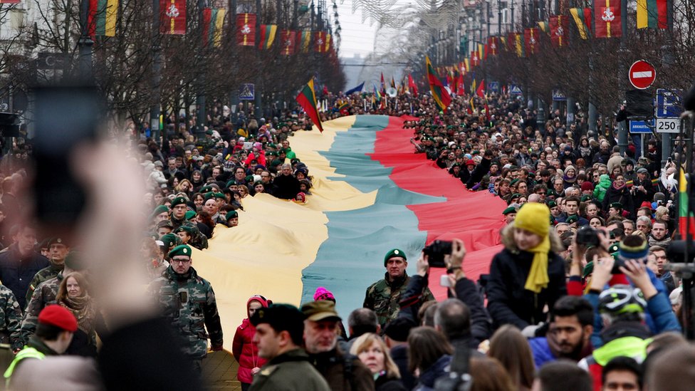 Parade to mark the 25th anniversary of independence from the Soviet Union held in Vilnius in 2015