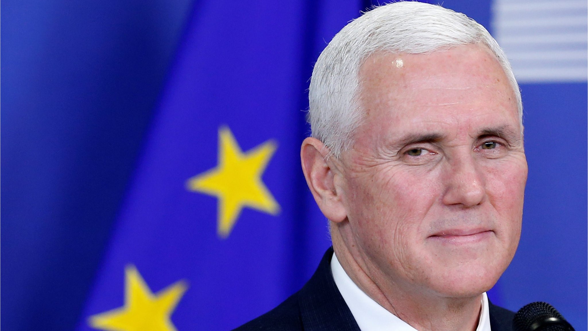 Mike Pence seeks to allay European fears on trip to Brussels