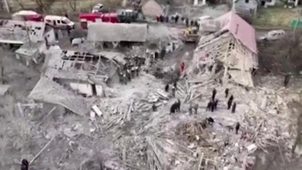 Drone footage shows Lviv debris after Russian strike