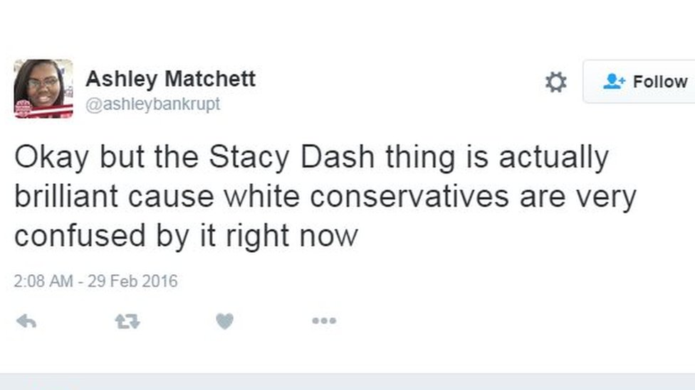 Okay but the Stacy Dash thing is actually brilliant cause white conservatives are very confused by it right now.