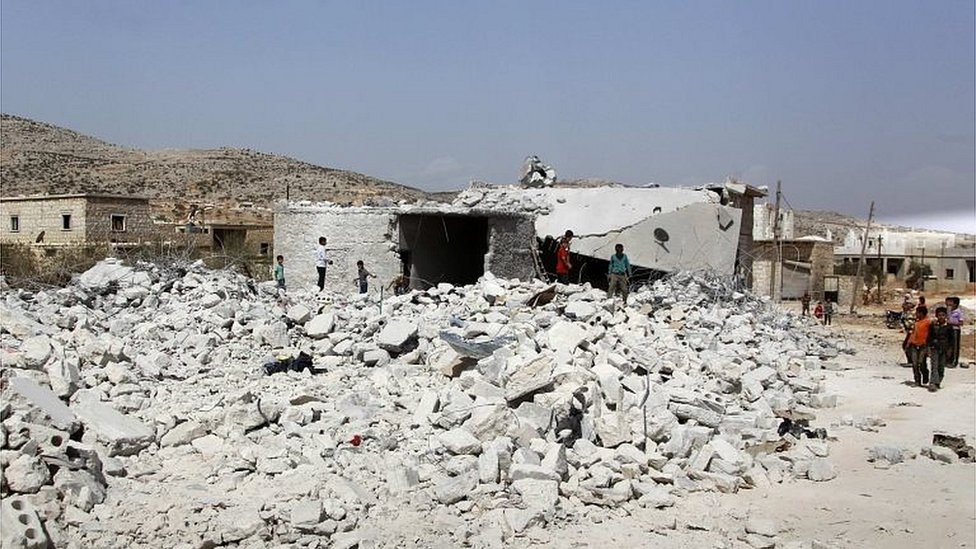 الدمار في منطقة من إدلب