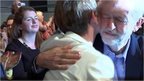 Jeremy Corbyn hugs Yvette Cooper