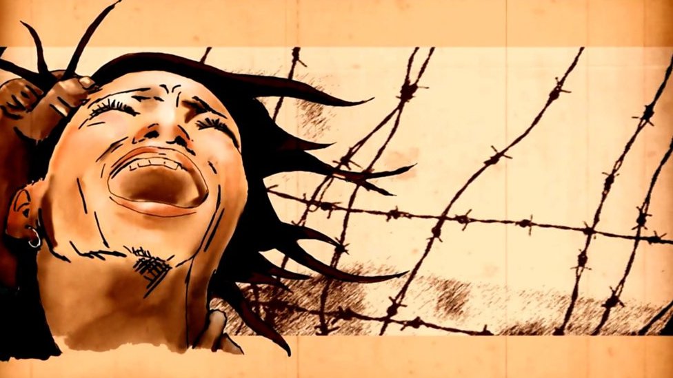 Бір топ адам мас балапанды силайды