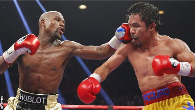 Floyd Mayweather (left) and Manny Pacquiao