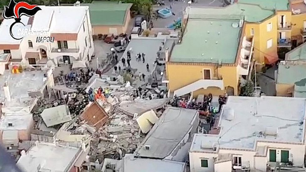 Vista área del daño que ha hecho el terremoto de Ischia el 22 de agosto de 2017