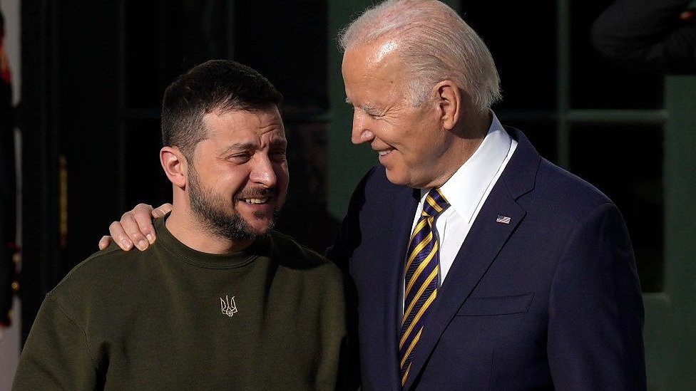 Zelensky greeted by Biden at the White House