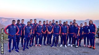 West Brom players on the Alps