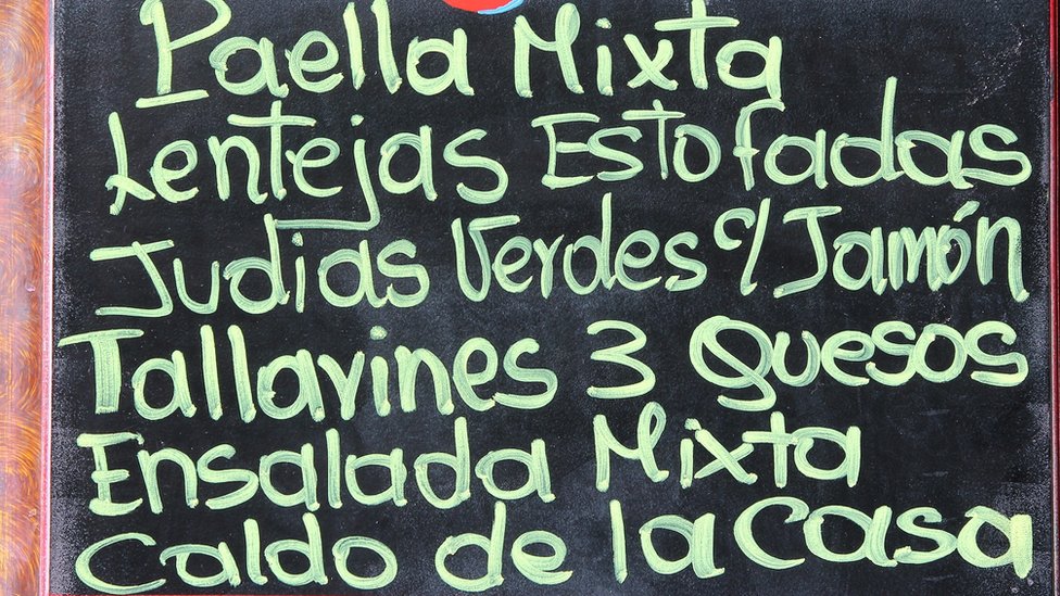 Menú de restaurante español