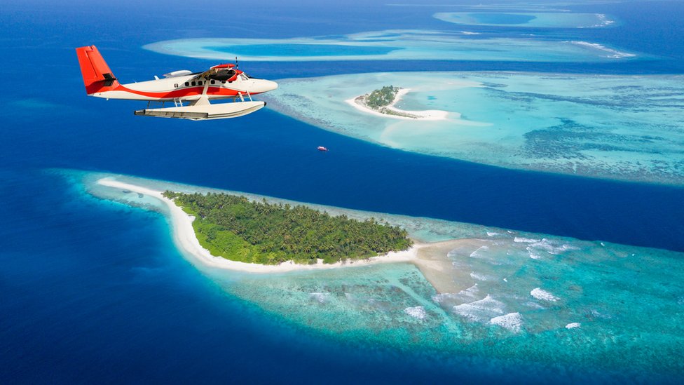 Una vista aérea de islas de Maldivas