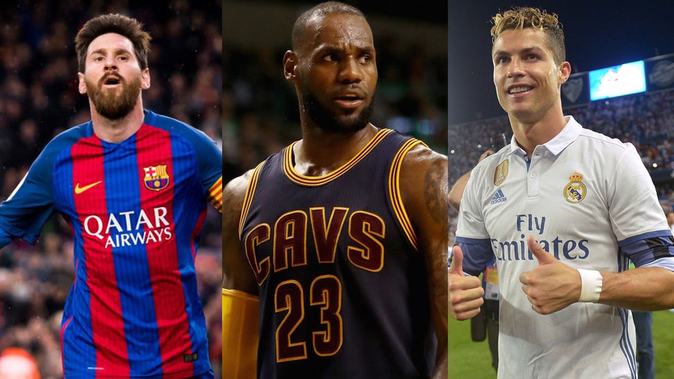 Lebron James, Cristiano Ronaldo y Lionel Messi