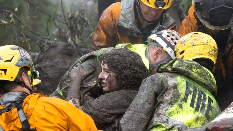 California: Rescuers search for mudslide survivors