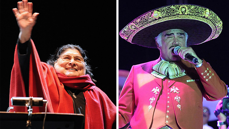 Mercedes Sosa y Vicente Fernández son apenas algunos de los músicos que han interpretado versiones propias de "Gracias a la vida". Mercedes Sosa y Vicente Fernández (crédito: Getty Images)