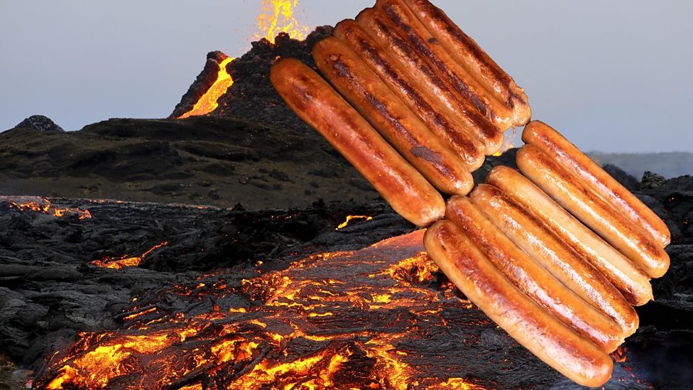 A very hot dog! Scientist cooks sausages on lava CBBC Newsround
