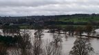 A countryside area submerged in water