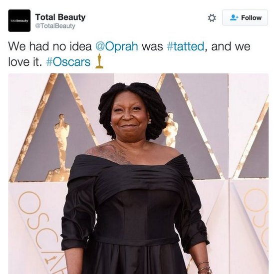 We had no idea Oprah was #tatted and we love it #Oscars