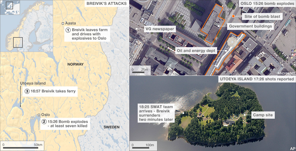 Map showing timeline of attacks