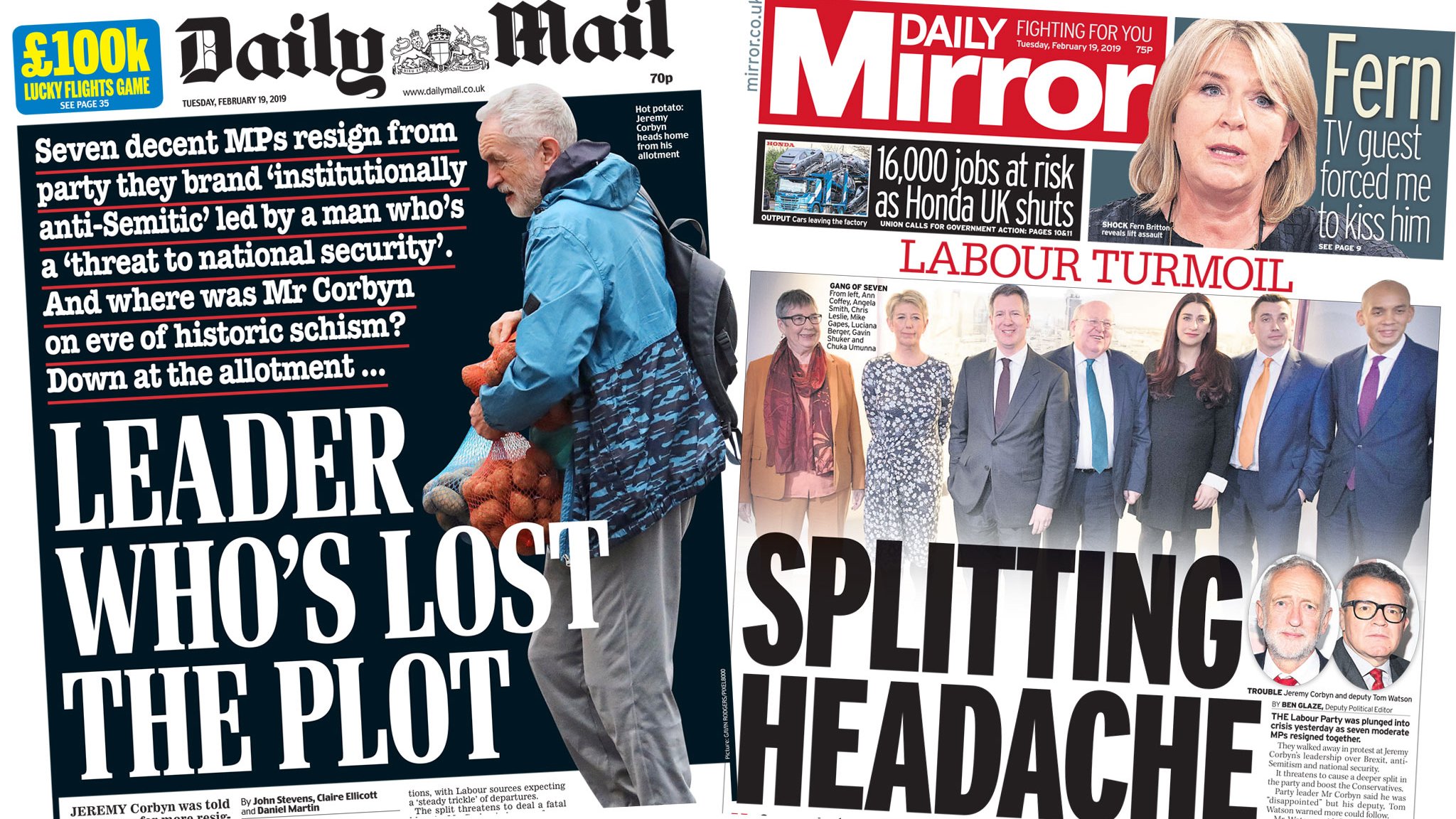 The Papers: 'Splitting headache' for Corbyn over exits
