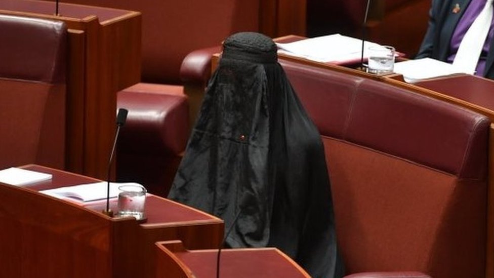 Politician dons burka in Australian Senate
