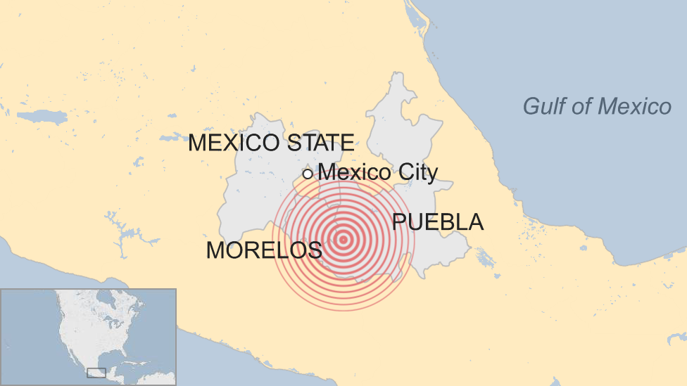 Close-up map of affected regions