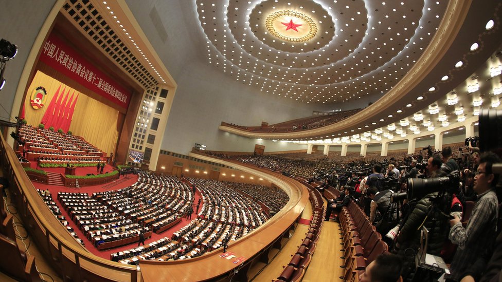 Durante una semana, se reúnen miles de delegados del Partido Comunista chino en el Gran Palacio del Pueblo de Pekín, sede del Legislativo Interiores del Gran Palacio del Pueblo de Pekín