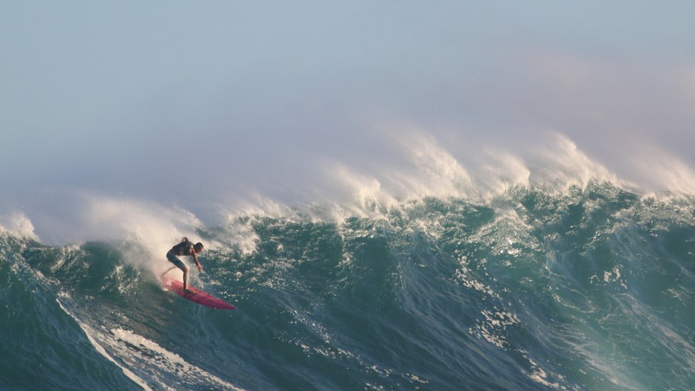 Devon surfer Adam Amin conquers 50ft Hawaii wave 'Jaws' - BBC News