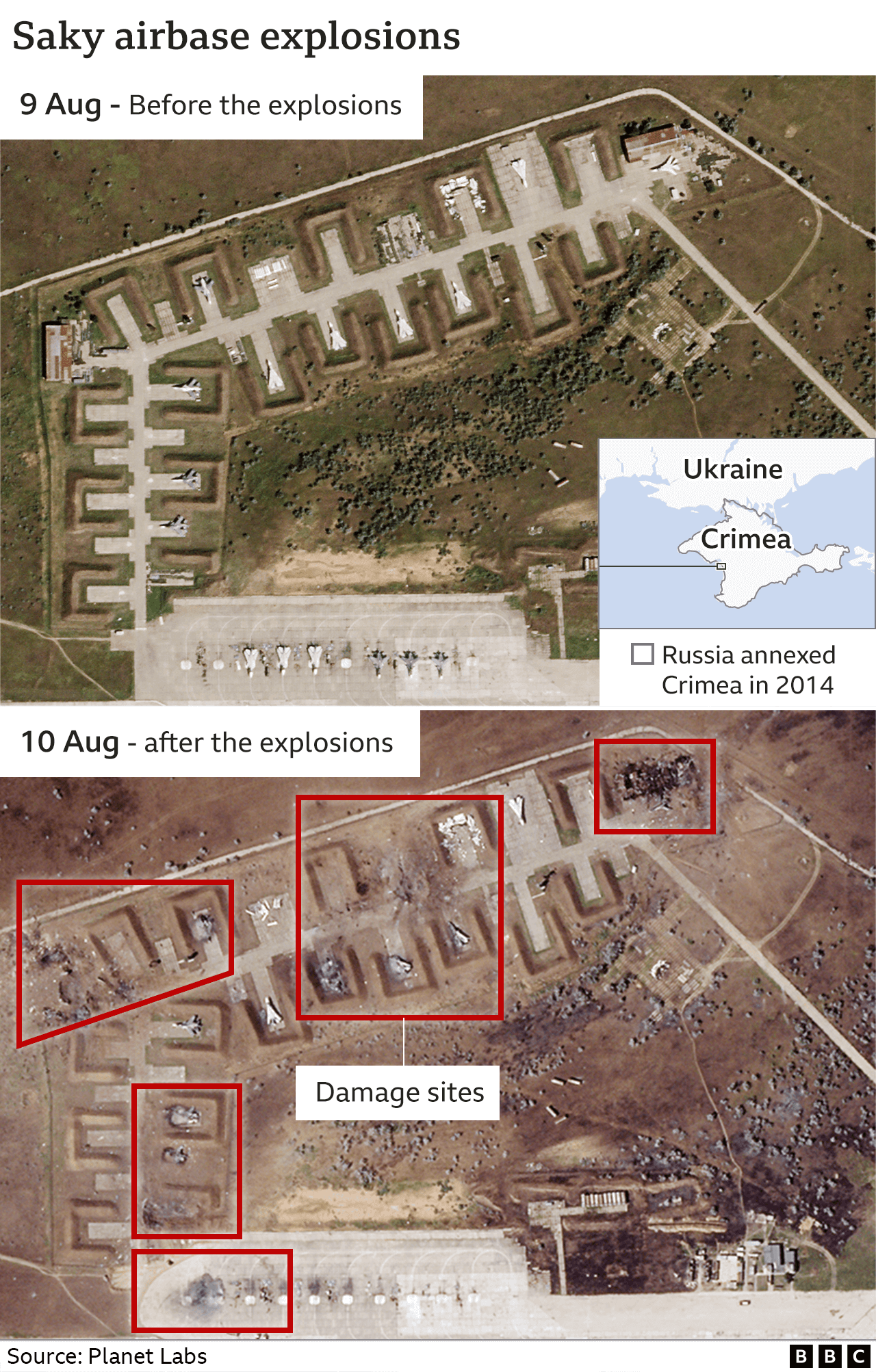 Ukraine war: Crimea airbase badly damaged, satellite images show