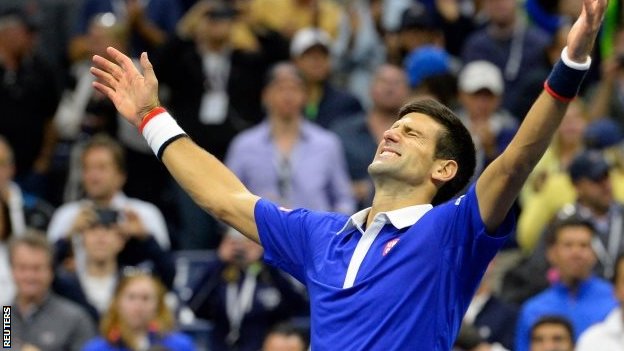 Novak Djokovic celebrates his US Open win