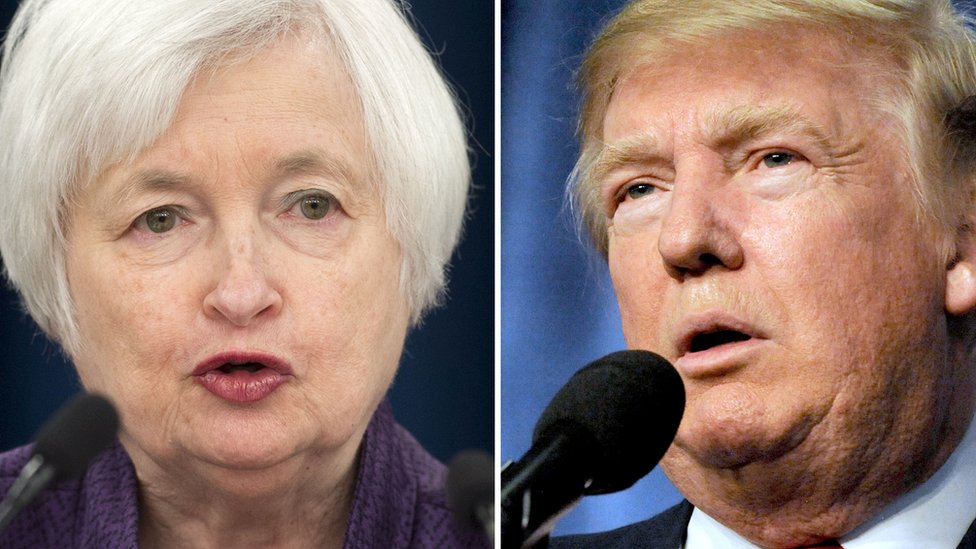Janet Yellen y Donald Trump