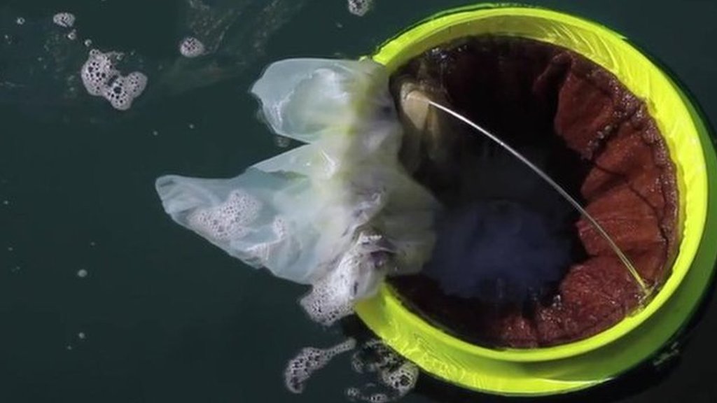 Floating sea bin sucks rubbish from the ocean CBBC Newsround