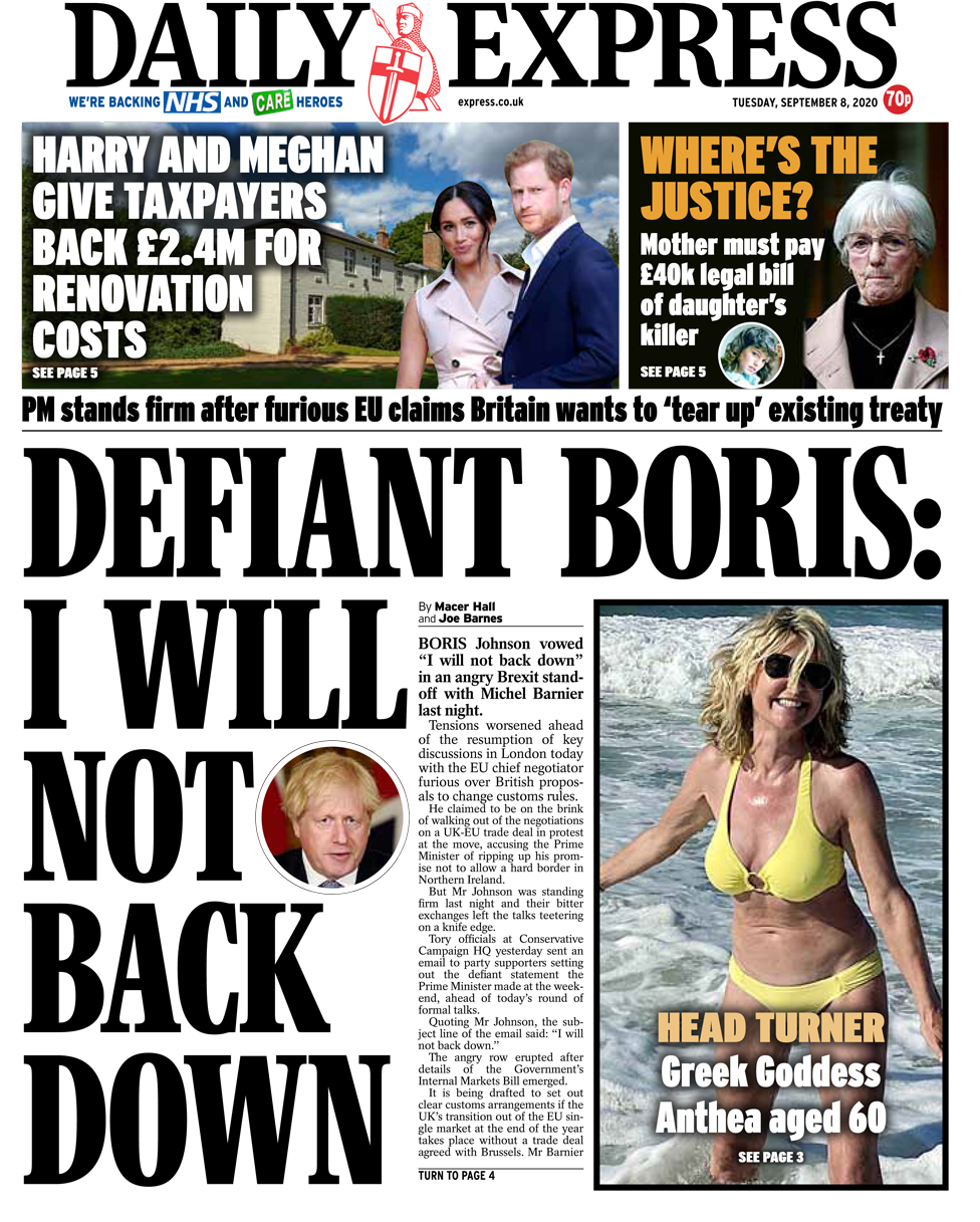Front page of the Daily Express
