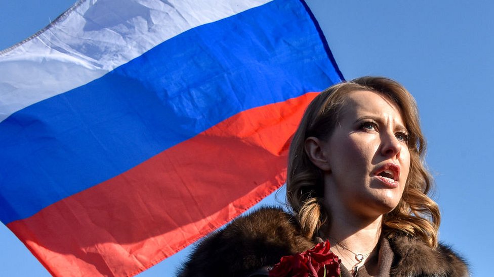 Ksenia Sobchak, candidata a la presidencia rusa y crítica con el régimen de Putin.