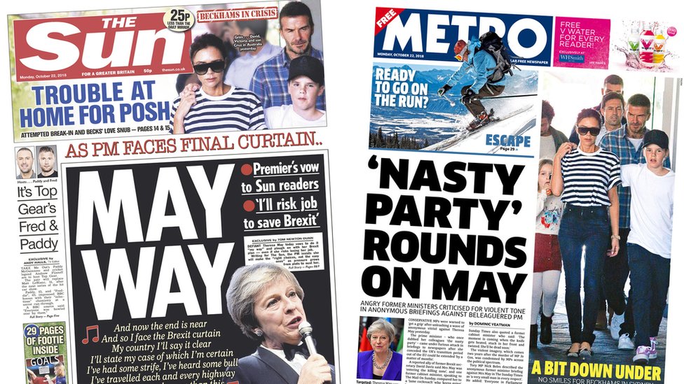 The Papers: Brexit revolt warning and Beckhams' break-in scare