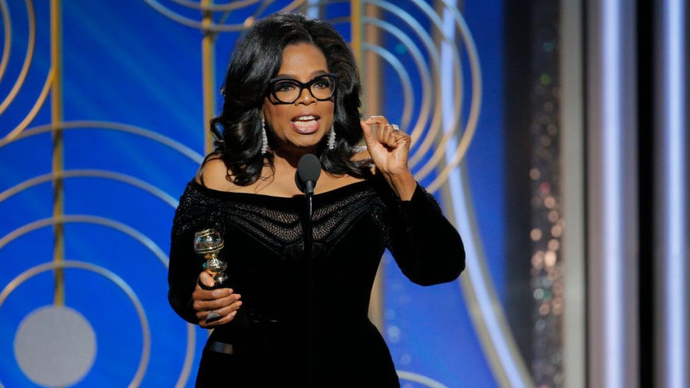 Con su discurso en los Globos de Oro, Winfrey abrió las especulaciones sobre su posible candidatura presidencial. Oprah Winfrey.