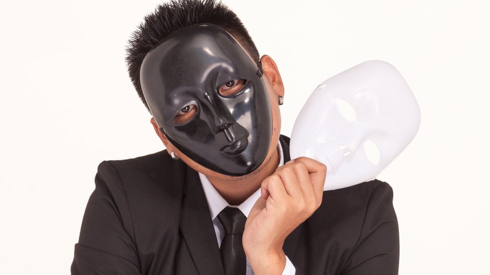 Businessman wearing masks