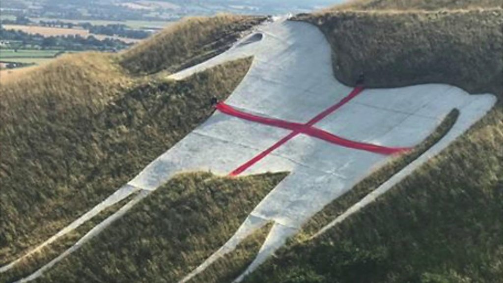 Wiltshire landmarked was briefly made into an England flag