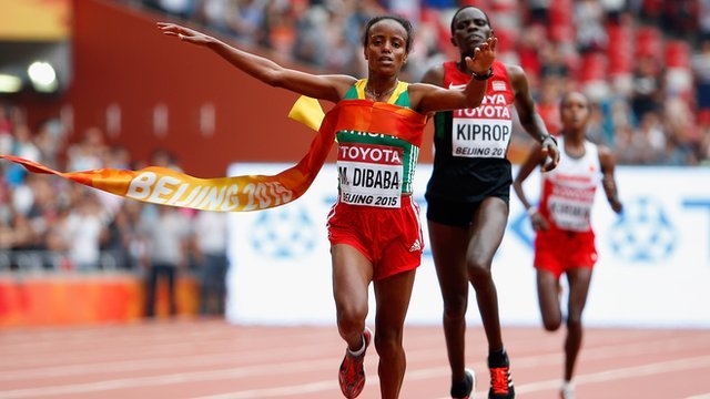 Ethiopia's Mare Dibaba wins wolrd marathon gold