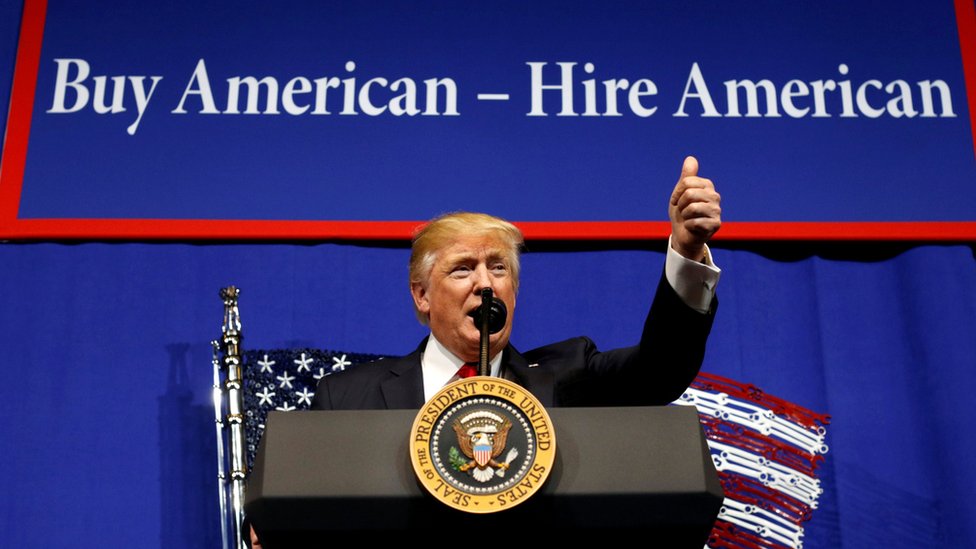 Donald Trump ante trabajadores de Wisconsin
