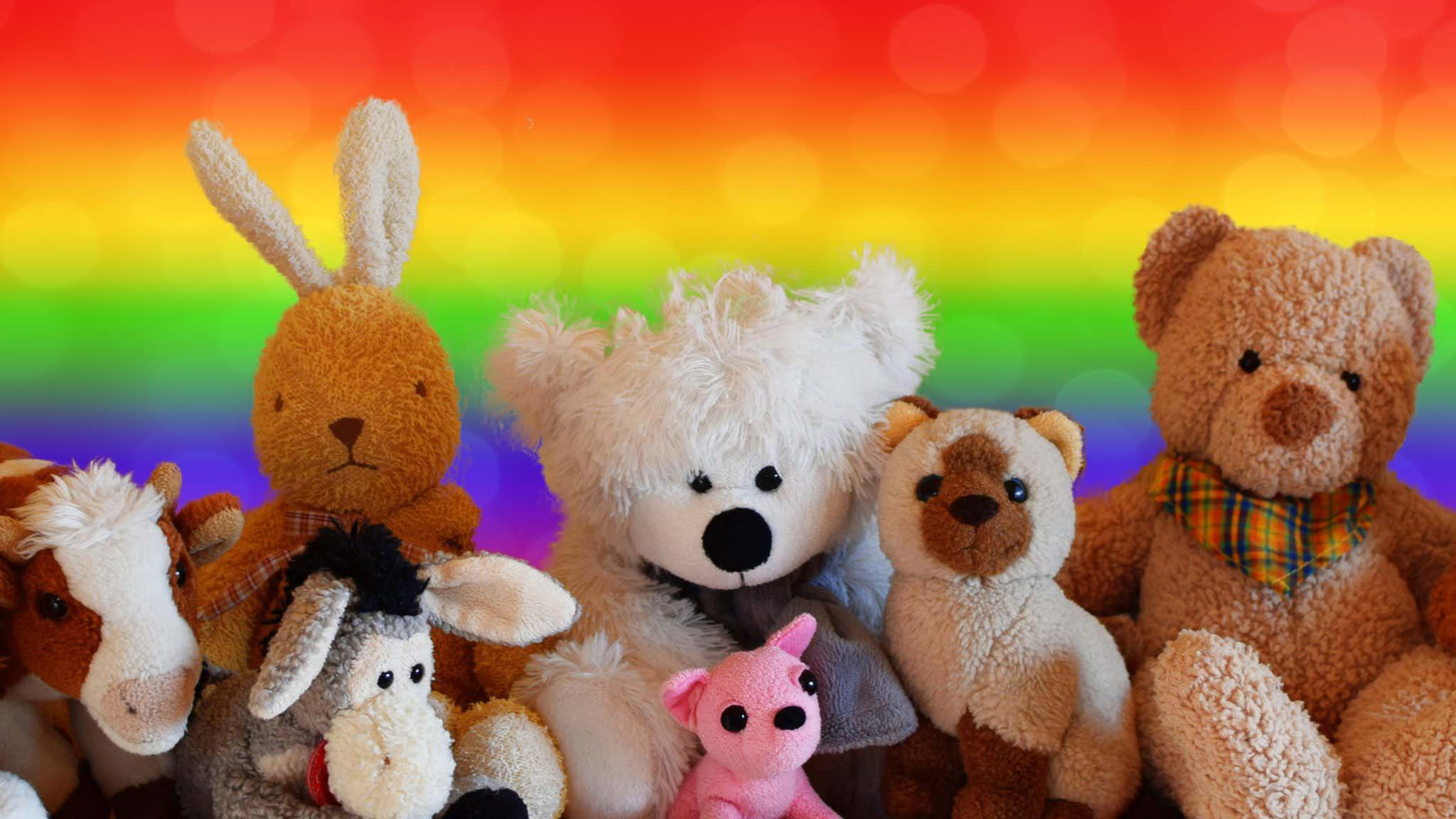 huge rainbow teddy bear