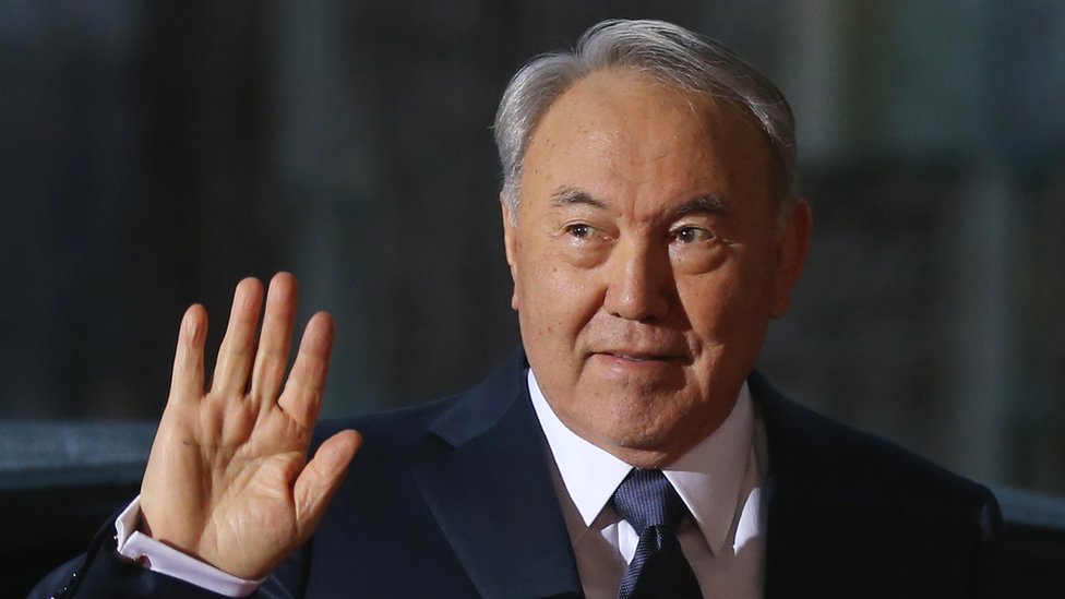 Kazakh President Nursultan Nazarbayev visits Germany in January 2015.