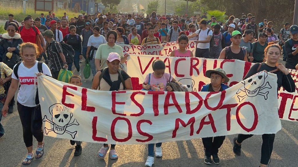 Migrants march through Mexico in demand for justice