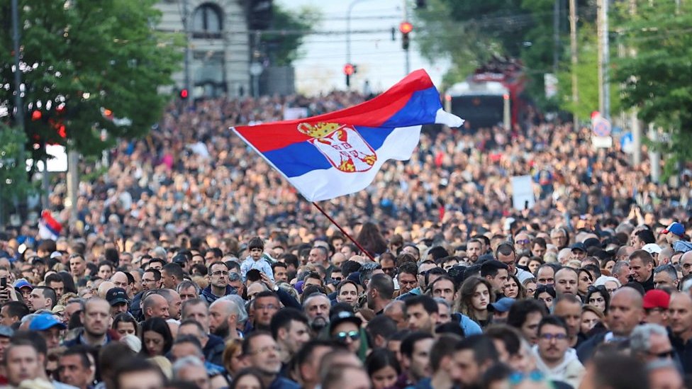 Watch thousands march in Serbian anti-gun protest