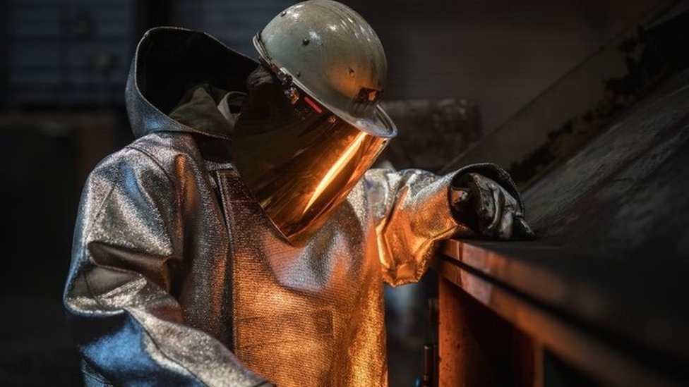 Trabajador del acero en una fábrica de Alemania.