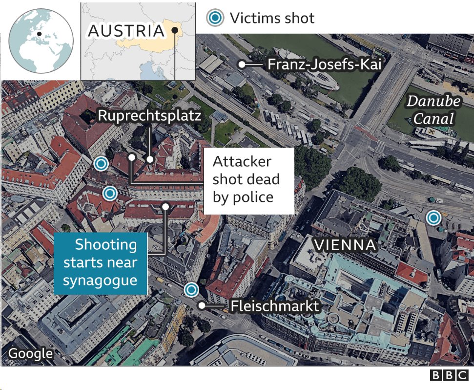 Map showing crime scene in Vienna