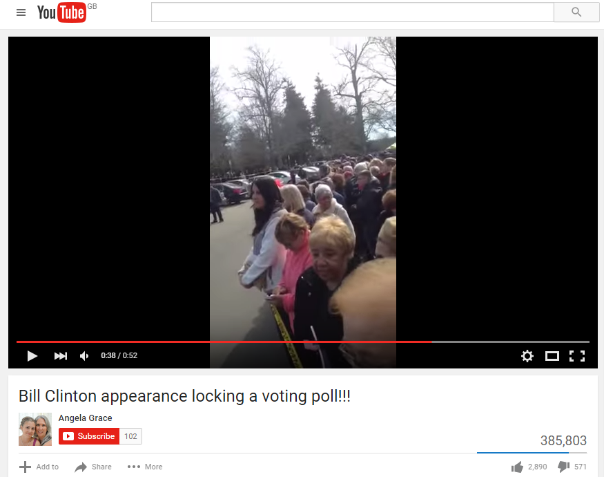 One YouTube video showed long lines at the polling place visited by the former president